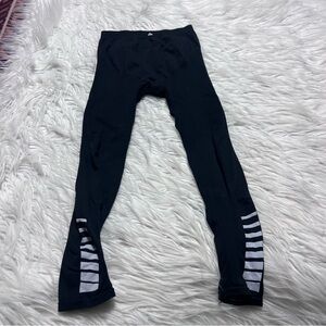 MALOJA ski base layer Women's Black Leggings with White Stripes